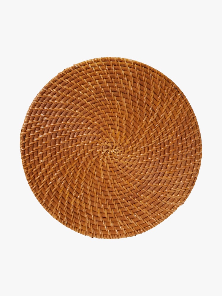 Round rattan placemat.